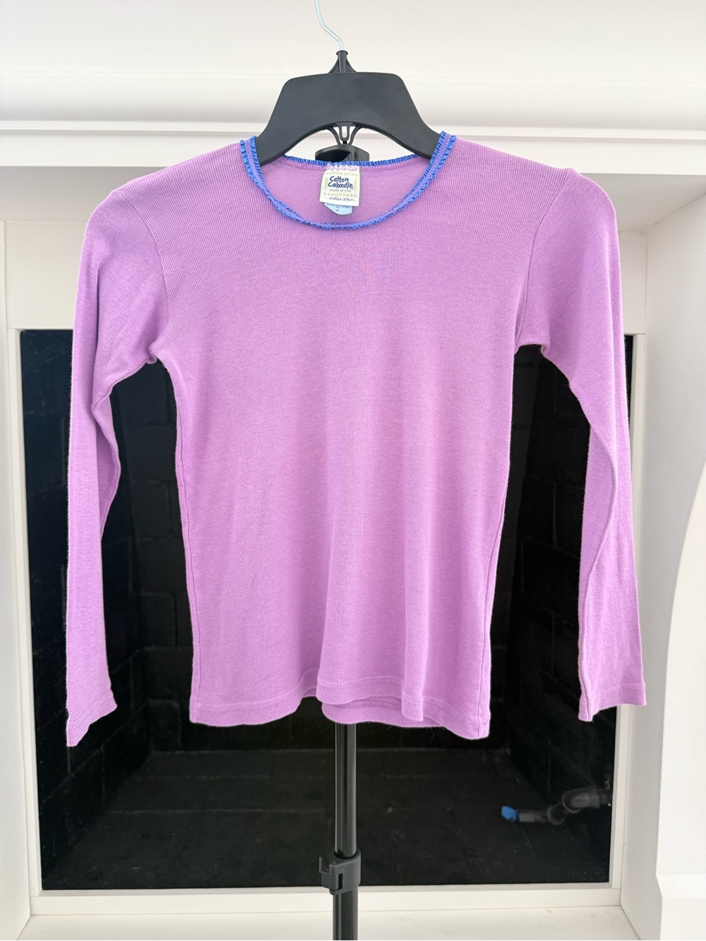 Purple Long-Sleeve w/Blue Ribbon Trim Kids Top- Size 6